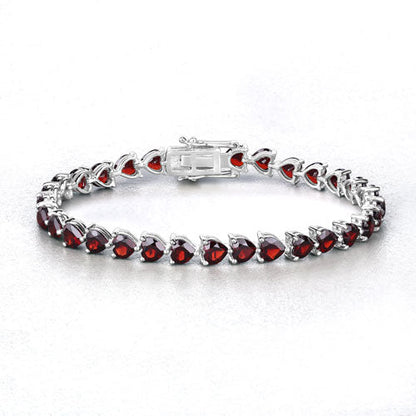 15.50 Carat Genuine Garnet .925 Sterling Silver Bracelet  DestGlow