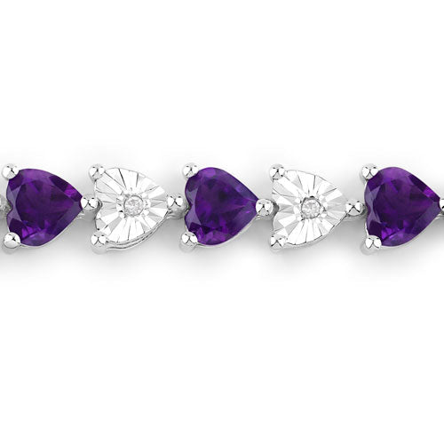 6.59 Carat Genuine Amethyst and White Diamond .925 Sterling Silver Bracelet by Bids.com