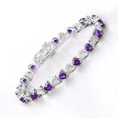 6.59 Carat Genuine Amethyst and White Diamond .925 Sterling Silver Bracelet by Bids.com