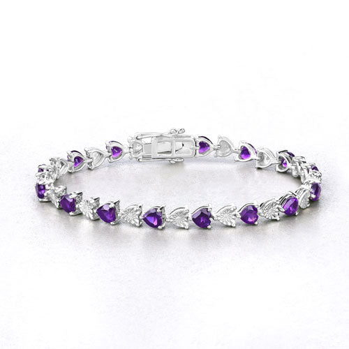 6.59 Carat Genuine Amethyst and White Diamond .925 Sterling Silver Bracelet by Bids.com