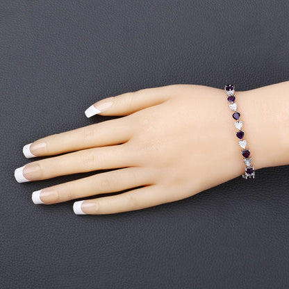 6.59 Carat Genuine Amethyst and White Diamond .925 Sterling Silver Bracelet by Bids.com