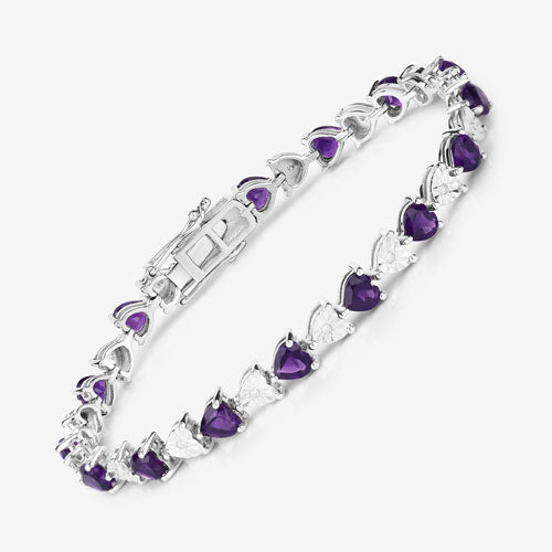 6.59 Carat Genuine Amethyst and White Diamond .925 Sterling Silver Bracelet by Bids.com