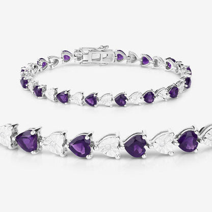 6.59 Carat Genuine Amethyst and White Diamond .925 Sterling Silver Bracelet by Bids.com
