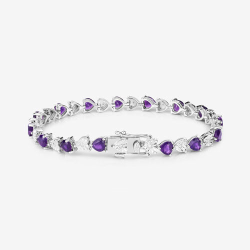 6.59 Carat Genuine Amethyst and White Diamond .925 Sterling Silver Bracelet by Bids.com