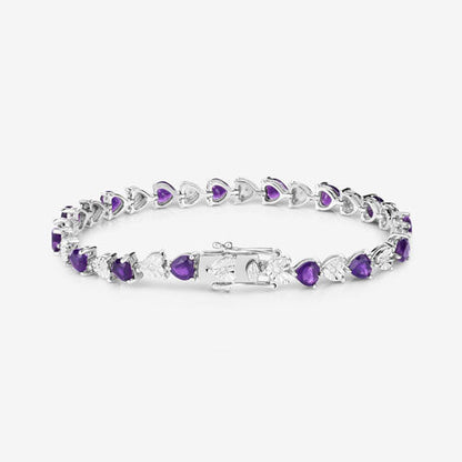6.59 Carat Genuine Amethyst and White Diamond .925 Sterling Silver Bracelet by Bids.com