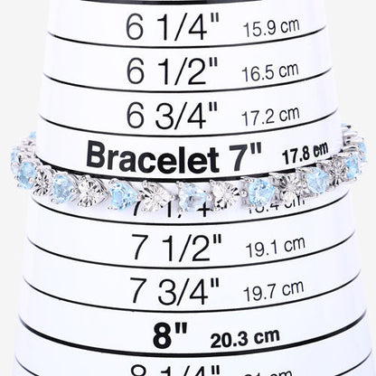 7.64 Carat Genuine Blue Topaz and White Diamond .925 Sterling Silver Bracelet