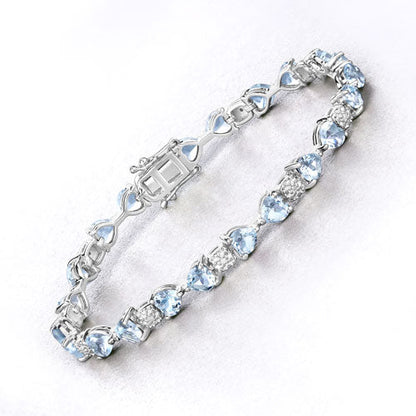 7.36 Carat Genuine Aquamarine and White Diamond .925 Sterling Silver Bracelet by Bids.com