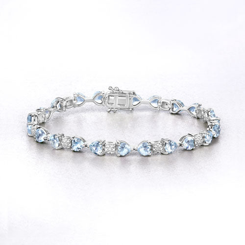 7.36 Carat Genuine Aquamarine and White Diamond .925 Sterling Silver Bracelet by Bids.com