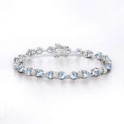 7.36 Carat Genuine Aquamarine and White Diamond .925 Sterling Silver Bracelet by Bids.com
