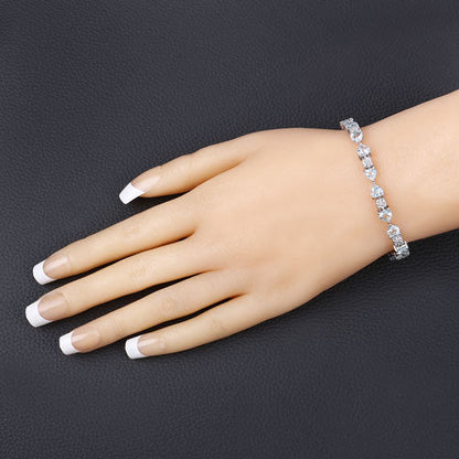 7.36 Carat Genuine Aquamarine and White Diamond .925 Sterling Silver Bracelet by Bids.com