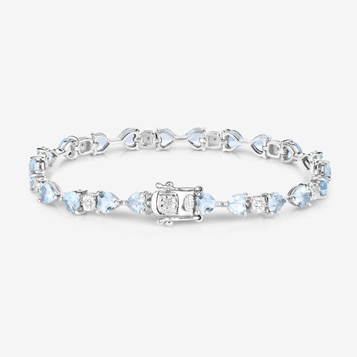 7.36 Carat Genuine Aquamarine and White Diamond .925 Sterling Silver Bracelet by Bids.com