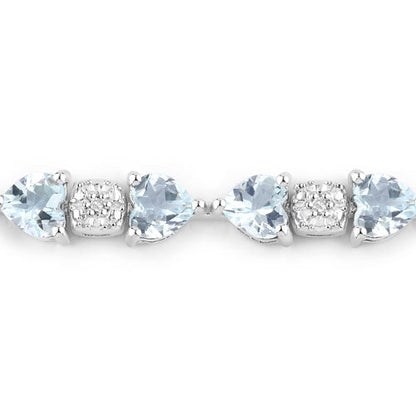 7.36 Carat Genuine Aquamarine and White Diamond .925 Sterling Silver Bracelet by Bids.com