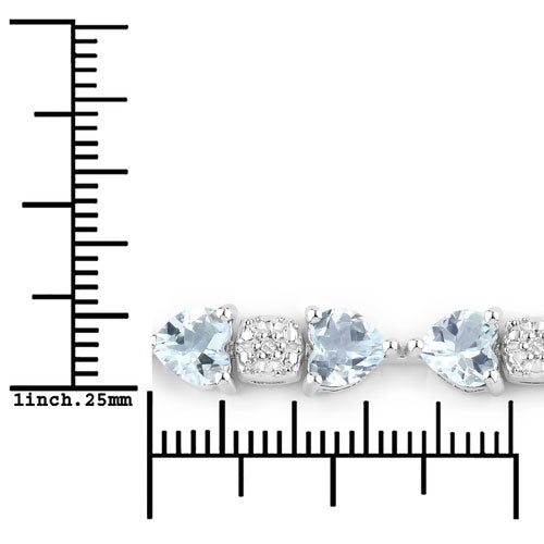 7.36 Carat Genuine Aquamarine and White Diamond .925 Sterling Silver Bracelet by Bids.com
