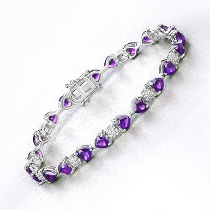 9.56 Carat Genuine Amethyst and White Diamond .925 Sterling Silver Bracelet by Bids.com