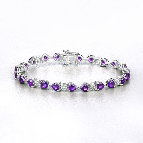 9.56 Carat Genuine Amethyst and White Diamond .925 Sterling Silver Bracelet by Bids.com