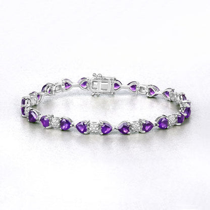 9.56 Carat Genuine Amethyst and White Diamond .925 Sterling Silver Bracelet by Bids.com