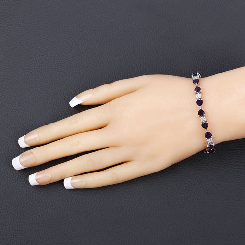 9.56 Carat Genuine Amethyst and White Diamond .925 Sterling Silver Bracelet by Bids.com