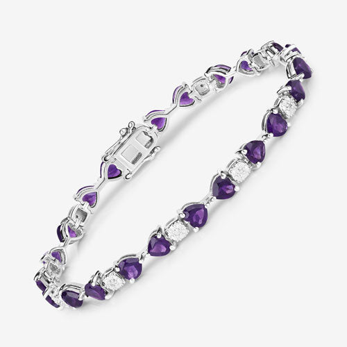 9.56 Carat Genuine Amethyst and White Diamond .925 Sterling Silver Bracelet by Bids.com