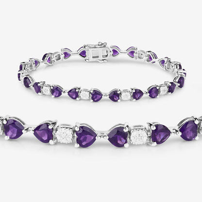 9.56 Carat Genuine Amethyst and White Diamond .925 Sterling Silver Bracelet by Bids.com