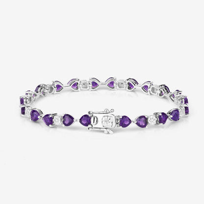 9.56 Carat Genuine Amethyst and White Diamond .925 Sterling Silver Bracelet by Bids.com