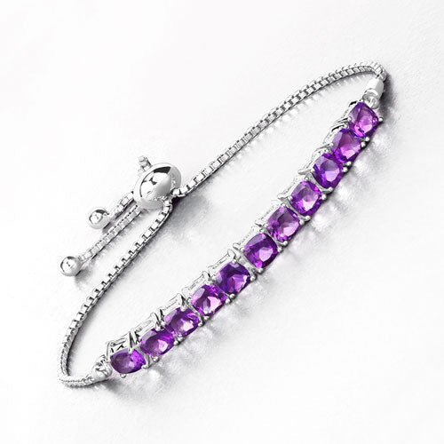 6.05 Carat Genuine Amethyst .925 Sterling Silver Bracelet by Bids.com