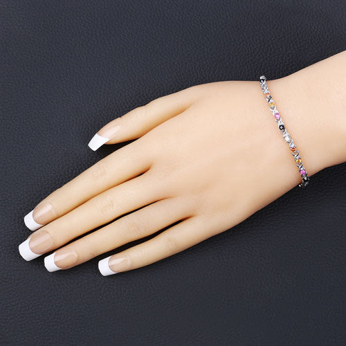 0.88 Carat Genuine Multi Sapphire .925 Sterling Silver Bracelet by Bids.com