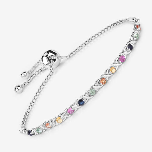 0.88 Carat Genuine Multi Sapphire .925 Sterling Silver Bracelet by Bids.com