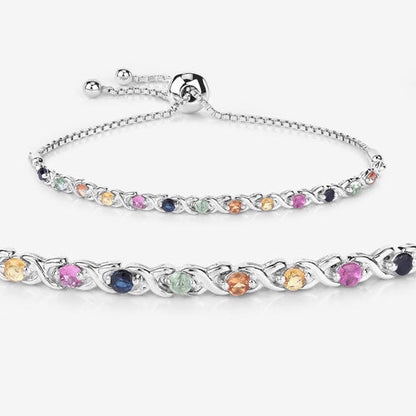 0.88 Carat Genuine Multi Sapphire .925 Sterling Silver Bracelet by Bids.com