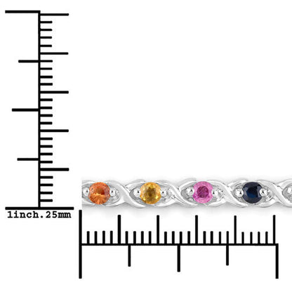 0.88 Carat Genuine Multi Sapphire .925 Sterling Silver Bracelet by Bids.com