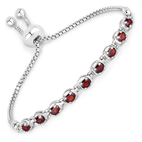 1.80 Carat Genuine Garnet .925 Sterling Silver Bracelet  DestGlow