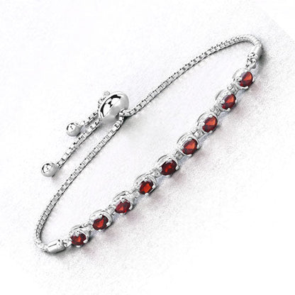 1.80 Carat Genuine Garnet .925 Sterling Silver Bracelet  DestGlow