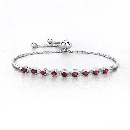 1.80 Carat Genuine Garnet .925 Sterling Silver Bracelet  DestGlow