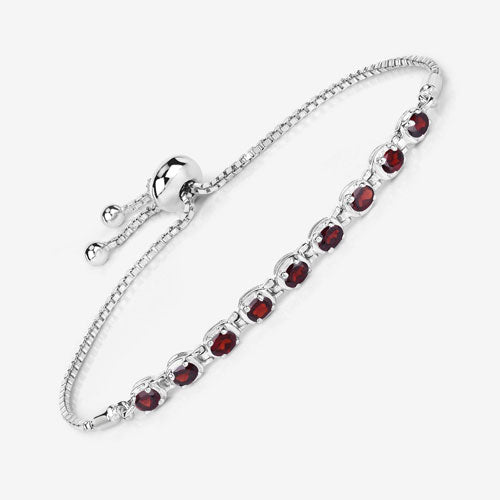 1.80 Carat Genuine Garnet .925 Sterling Silver Bracelet  DestGlow