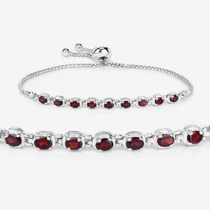 1.80 Carat Genuine Garnet .925 Sterling Silver Bracelet  DestGlow