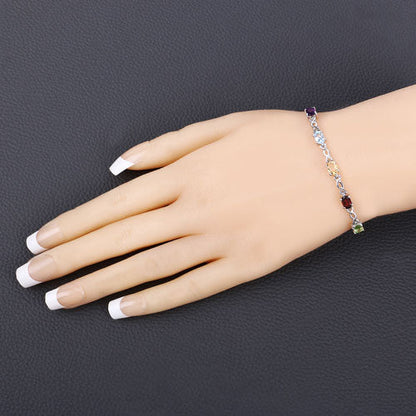 2.24 Carat Genuine Multi Stone .925 Sterling Silver Bracelet  DestGlow