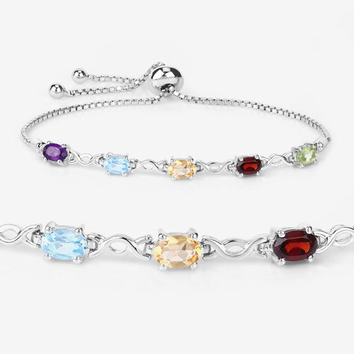 2.24 Carat Genuine Multi Stone .925 Sterling Silver Bracelet  DestGlow
