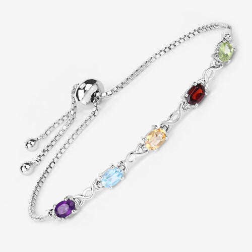 2.24 Carat Genuine Multi Stone .925 Sterling Silver Bracelet  DestGlow