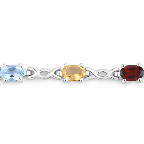 2.24 Carat Genuine Multi Stone .925 Sterling Silver Bracelet  DestGlow