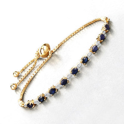 1.83 Carat Genuine Blue Sapphire and White Diamond .925 Sterling Silver Bracelet by Bids.com