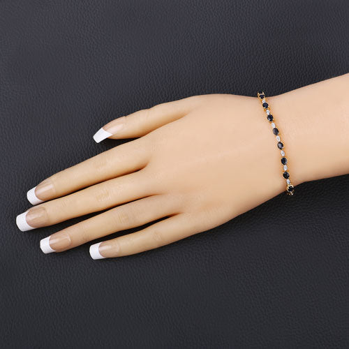1.83 Carat Genuine Blue Sapphire and White Diamond .925 Sterling Silver Bracelet by Bids.com