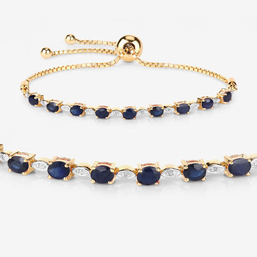 1.83 Carat Genuine Blue Sapphire and White Diamond .925 Sterling Silver Bracelet by Bids.com