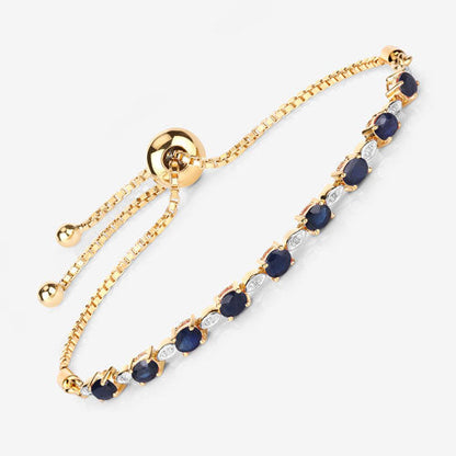 1.83 Carat Genuine Blue Sapphire and White Diamond .925 Sterling Silver Bracelet by Bids.com
