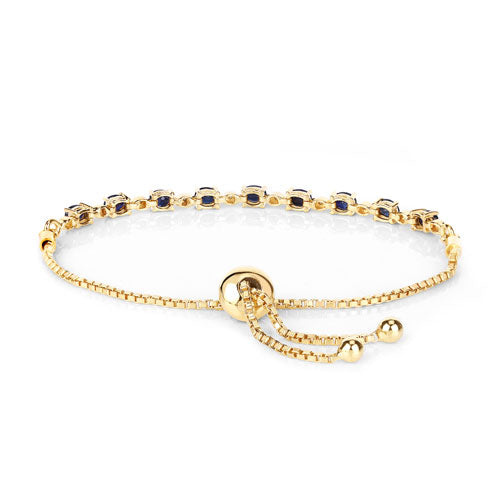 1.83 Carat Genuine Blue Sapphire and White Diamond .925 Sterling Silver Bracelet by Bids.com