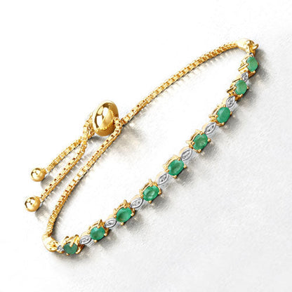 1.29 Carat Genuine Emerald and White Diamond .925 Sterling Silver Bracelet by Bids.com