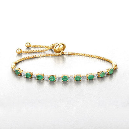 1.29 Carat Genuine Emerald and White Diamond .925 Sterling Silver Bracelet by Bids.com