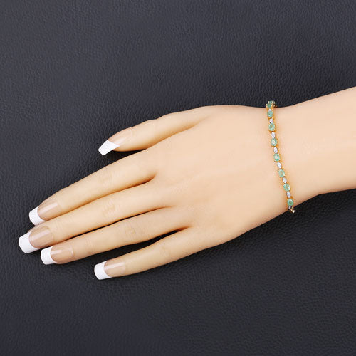 1.29 Carat Genuine Emerald and White Diamond .925 Sterling Silver Bracelet by Bids.com
