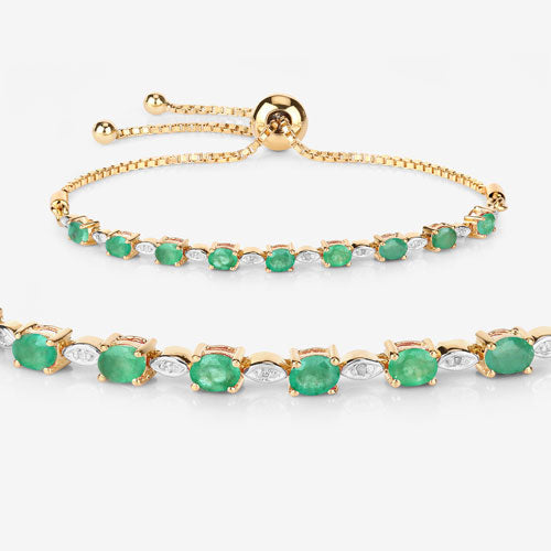 1.29 Carat Genuine Emerald and White Diamond .925 Sterling Silver Bracelet by Bids.com