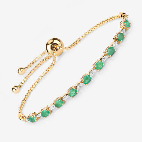 1.29 Carat Genuine Emerald and White Diamond .925 Sterling Silver Bracelet by Bids.com