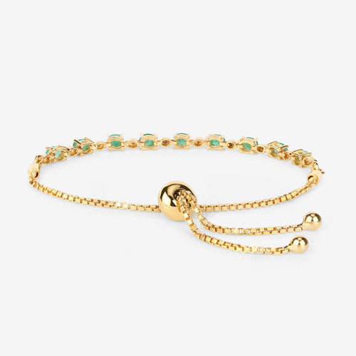 1.29 Carat Genuine Emerald and White Diamond .925 Sterling Silver Bracelet by Bids.com