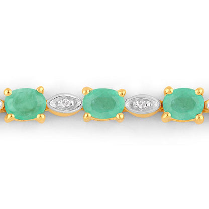 1.29 Carat Genuine Emerald and White Diamond .925 Sterling Silver Bracelet by Bids.com